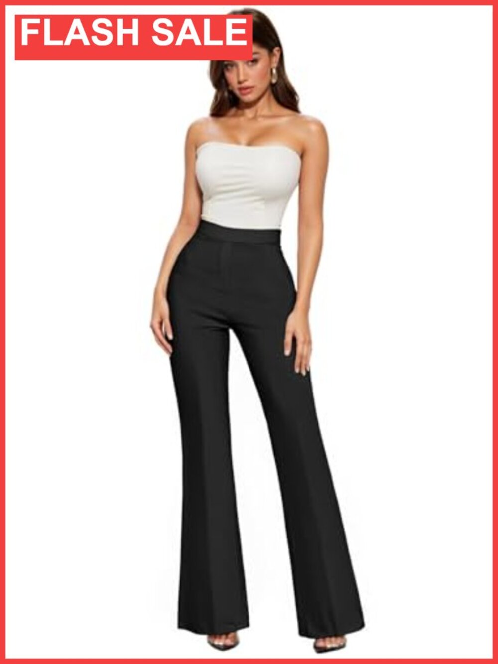 Women's High Rise Flare Ponte Pants Office Wear Work Trousers